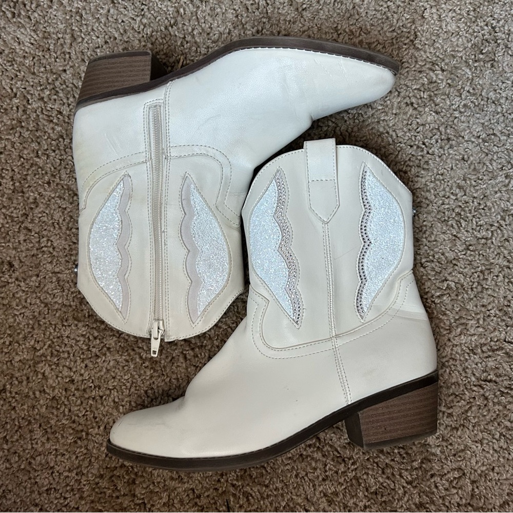 White Western Ankle Boots